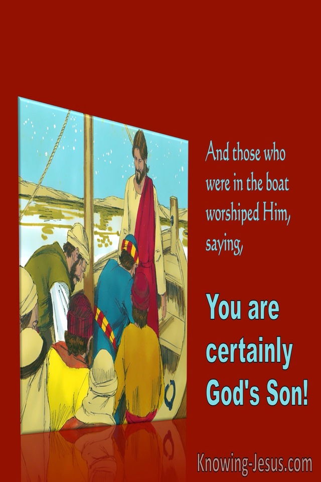 Matthew 14:33 Those Who Were In The Boat Worshiped Him (red)